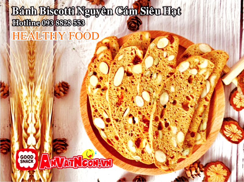 Bánh nướng Biscotti healthy food Nguyên cám siêu hạt Hotline 093 8828 553